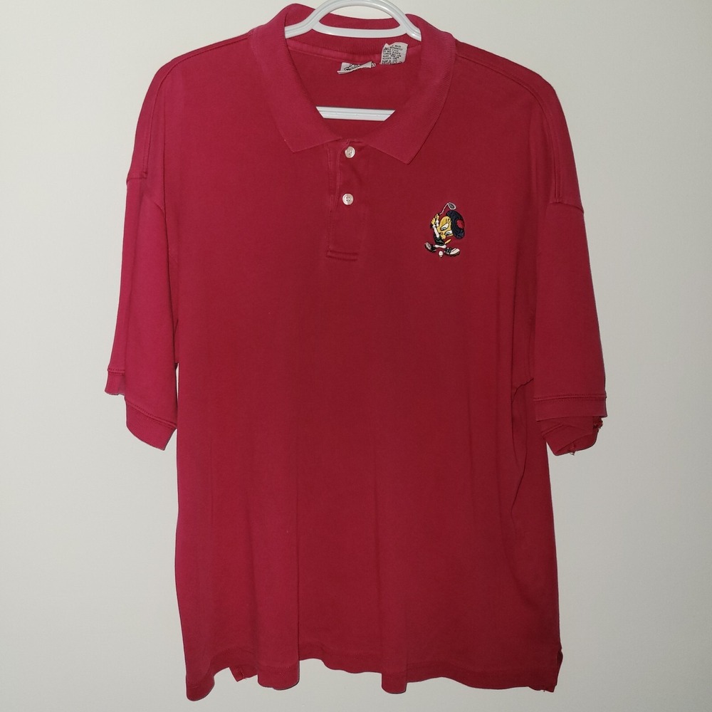 Vintage Looney Tunes Classic Polo Tweety Bird Golfing Size XL Red Pink 1995